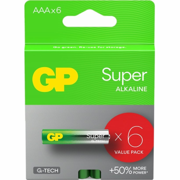 Prvky GP SUPER ALKALINE AAA/LR03, 1,5V, 6 ks.