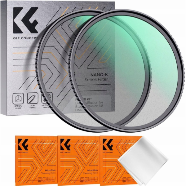 Kf Filtr Sada filtrů 2v1 Černý difúzní filtr 1/4 a 1/8 K&...