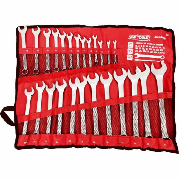 Sada kombinovaných klíčů AWTools 25 kusů 6mm-32mm, matný ...