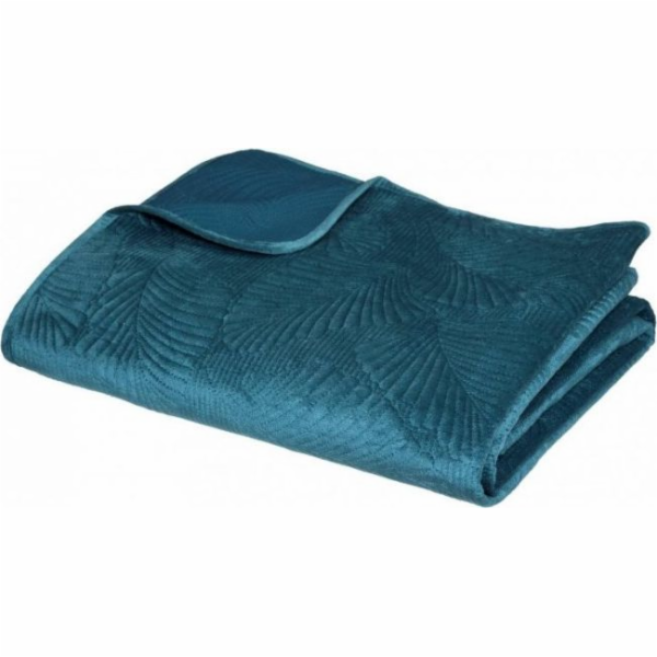 Bytová dekorace Leaf Blue sametový přehoz 240x260 cm
