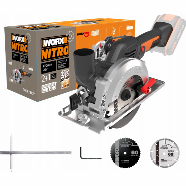 Worx WX531.9 Kotoučová pila 500 W 20 V 120 mm