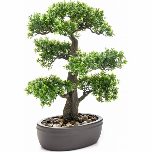 Emerald Umělá fíkusová bonsai v hnědém květináči, 43 cm