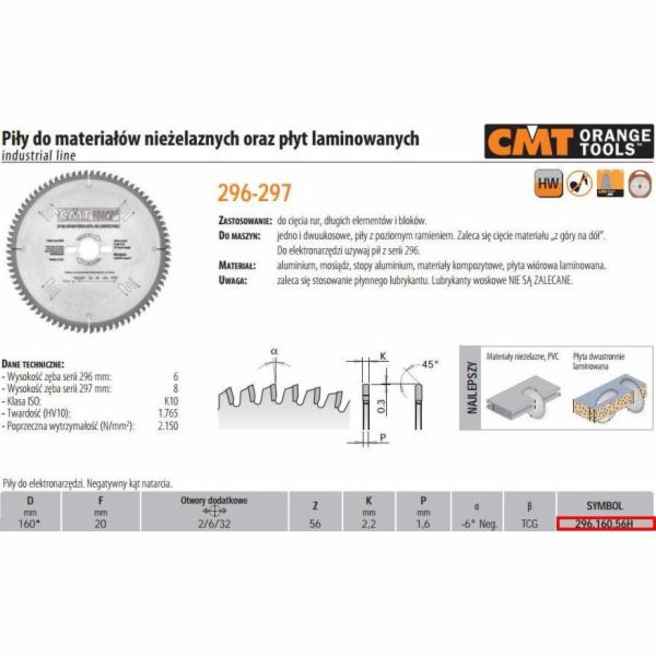 CMT 296.160.56H HW pily D=160 F=20 Z=56