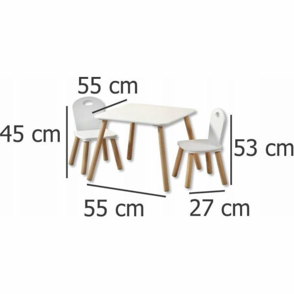 Sestava dětského nábytku Kesper: stůl + 2 židle, bílá, Ke...