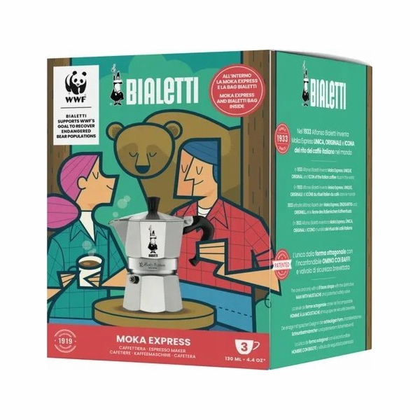 Kávovar Bialetti Bialetti - Moka Express 3tz + sáček WWF