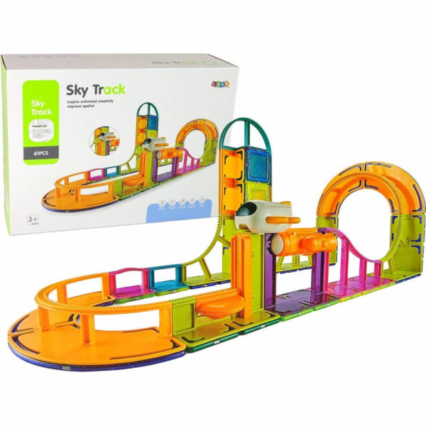 Magnetické stavební bloky LeanToys Sky Track 61 prvků