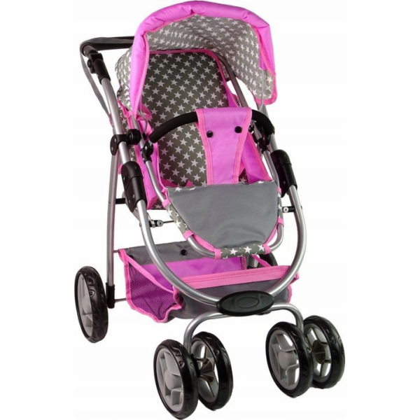Kočárek pro panenku Alice Kočárek 2v1 Gondola Bag Pink Stars