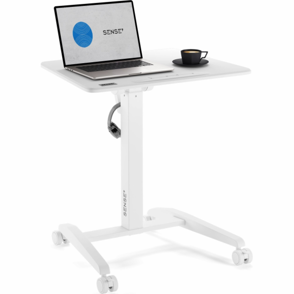 Psací stůl SENSE7, pojízdný stůl, bílý, 70 cmx52 cm, černý