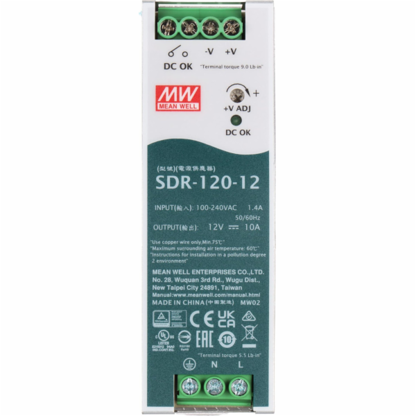 Mean Well SPÍNANÝ NAPÁJECÍ ZDROJ SDR-120-12 ZNAMENÁ DOBŘE