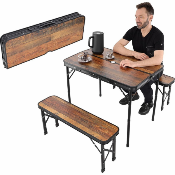 Enero skládací kempingový stůl 90x60x70cm a 2 lavice 87x2...