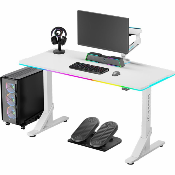 ULTRADESK IRON WHITE herní stůl, 132,5x60,5 cm, 71-81 cm,...