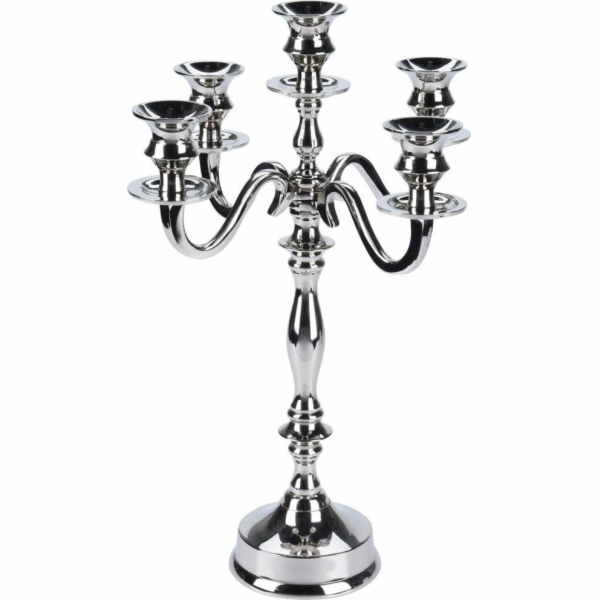 Svícen Vilde, 5ramenný CANDELABRE, stříbrný, vysoký lesk,...
