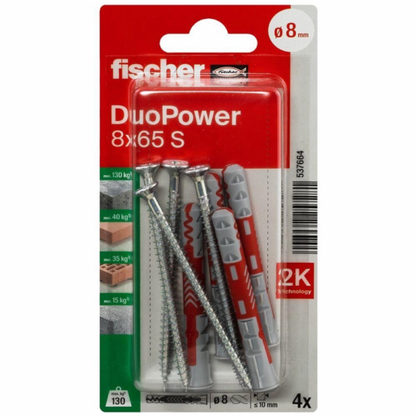 Hmoždinka Fischer DuoPower, 65 mm x 8 mm, 4 ks.