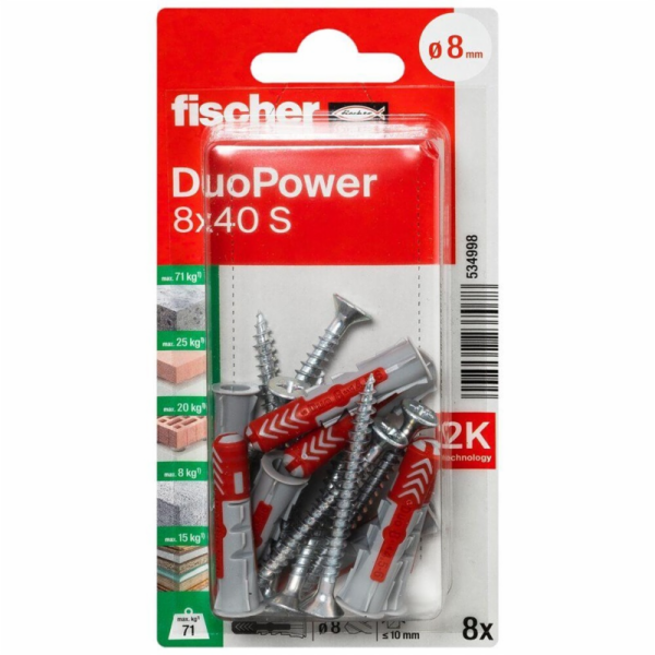 Pin Fischer DuoPower, 40 mm x 8 mm, 8 ks.