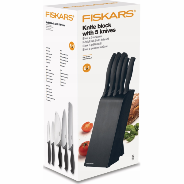 Vynikající sada domácích potřeb 5 nožů Fiskars 1073023 černá
