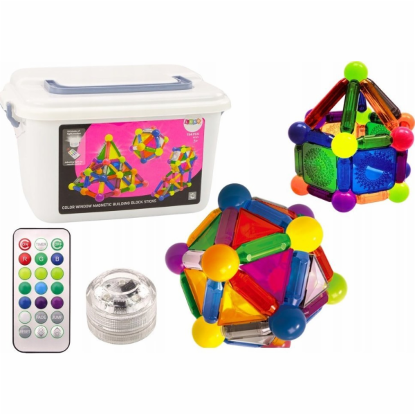 Magnetické bloky LeanToys se světlem v krabici 154 prvků