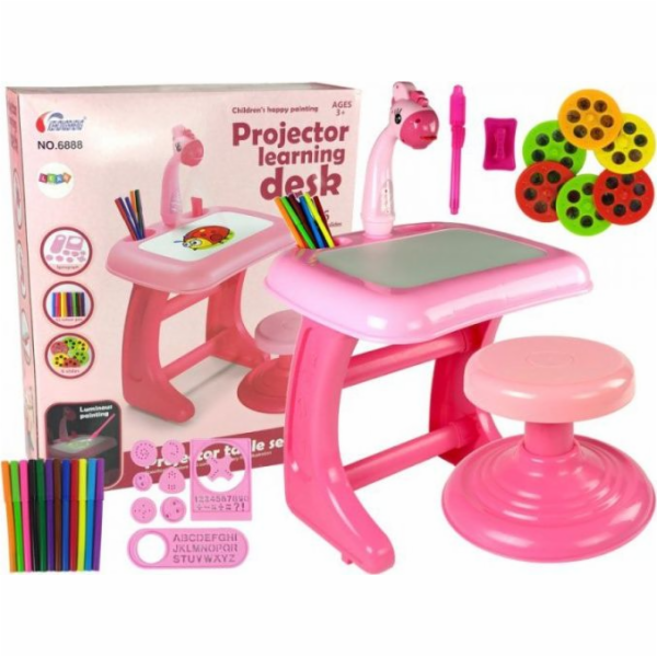 Lean Sport Stůl Kreslicí deska Židle Projektor Pink Pens ...