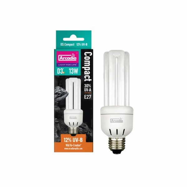 Arcadia D3+ Compact Reptile Lamp 13W 12.0 UVB