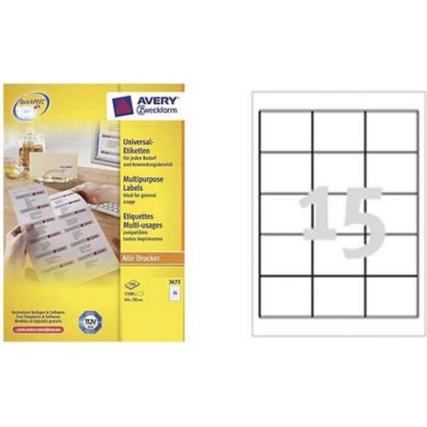Avery Zweckform ETYK.ZF 3672 64X50 MARGI./1500/ LABEL - 3672