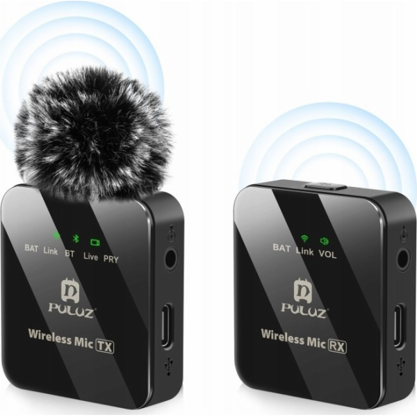 Puluz mikrofon Bezdrátový Bluetooth mikrofon 3,5 mm Trs T...