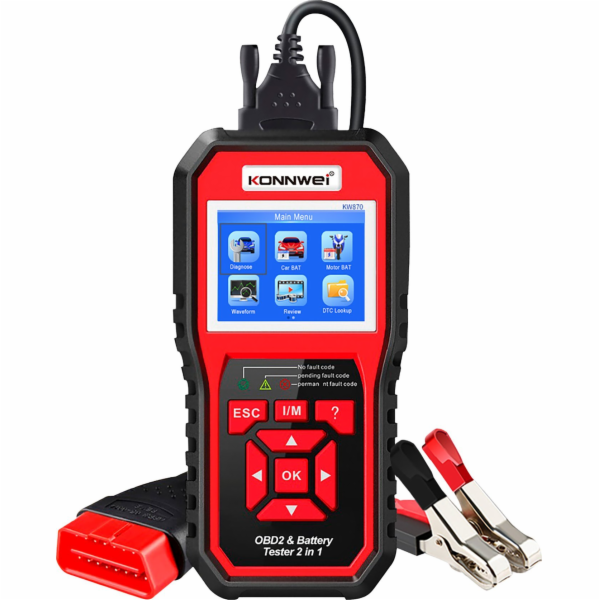 Diagnostický měřič Konnwei, skener OBD2, tester baterií K...
