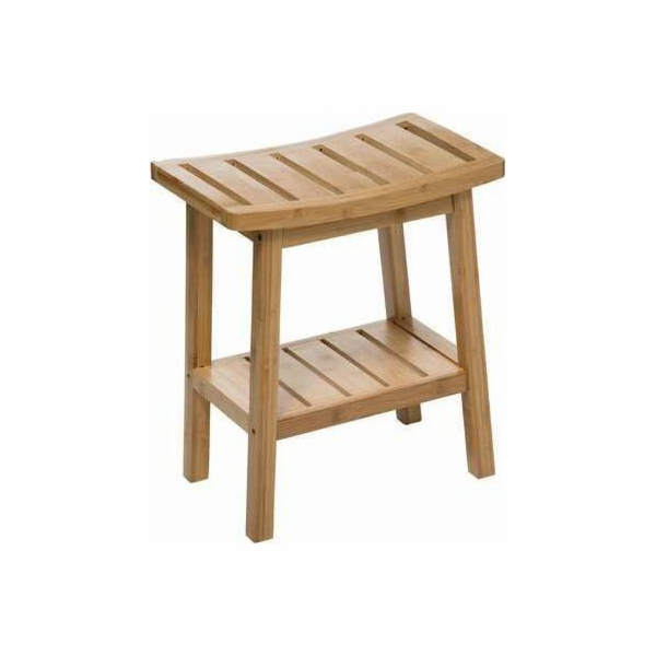 Koupelnová stolička 5five BAMBOO s poličkou na příslušenství
