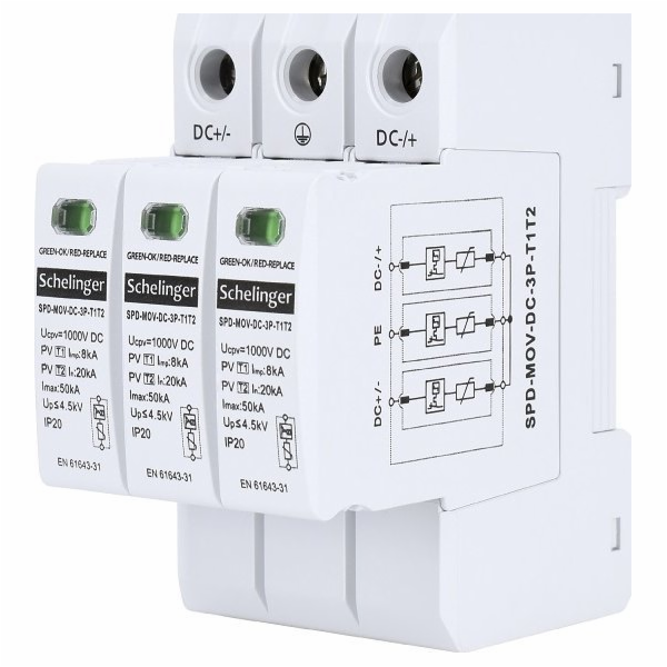 Bemko OMEZOVAČ PŘEPĚTÍ 3P 8kA DC 1000V TŘÍDA T1T2 SCHELINGER