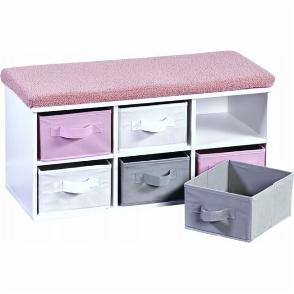 Kesper Skříňka s růžovým sedákem, 6 organizérů, 68 cm