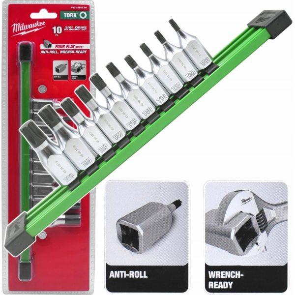 Hikoki MILWAUKEE SADA ZÁSUVEK S HŘÍDELEM 10 ks. TORX 3/8