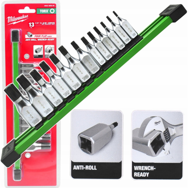 Hikoki MILWAUKEE SADA ZÁSUVEK S DRŽENKY 13 ks. TORX 1/4+3/8