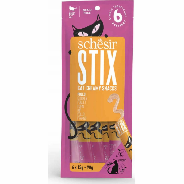 SCHESIR Stix kuřecí krém - pochoutka pro kočky - 6x15g