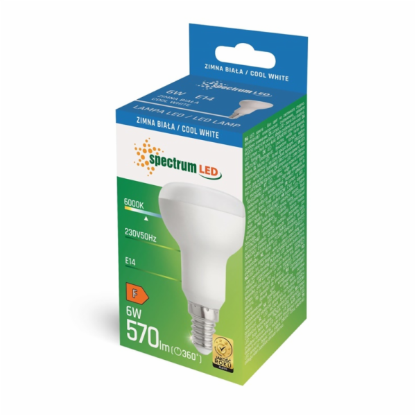 Žárovka SPECTRUM LED, R50, studená bílá, E14, 6 W, 570 lm