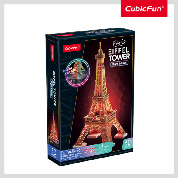 CubicFun - Puzzle 3D s LED Noční edice: Eiffelova věž 51 ...