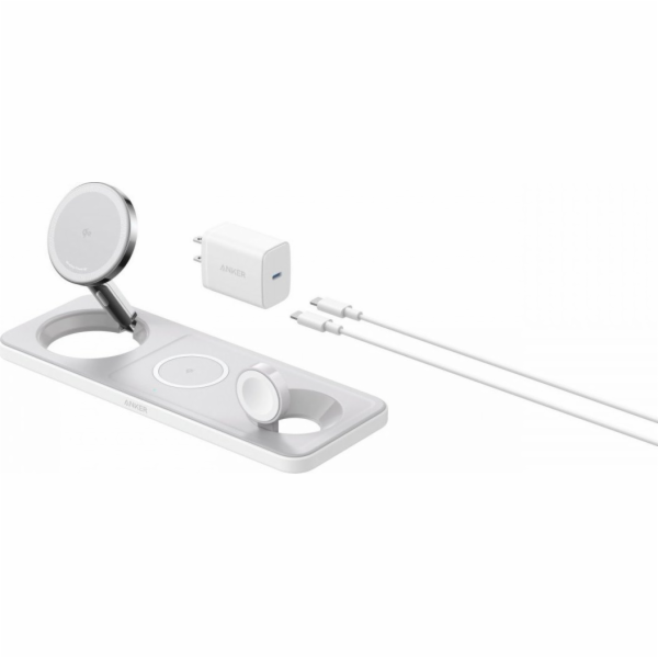 MagGo 15W horizontální magnetická stanice 3 v 1 Bílá