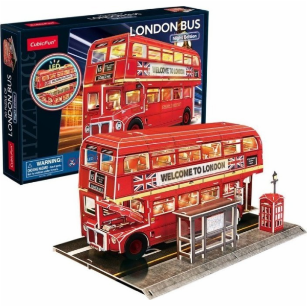 CubicFun - Puzzle 3D s LED Noční edice: Londýnský autobus...