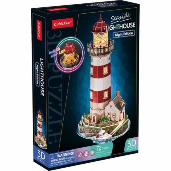 CubicFun - Puzzle 3D s LED Noční edice: Maják 72 dílků