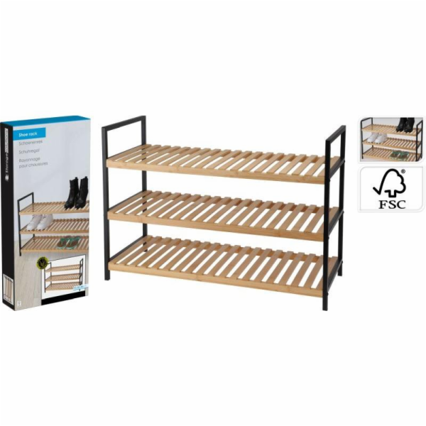 Storage Solutions Police na boty, 3 úrovně, bambusový a k...