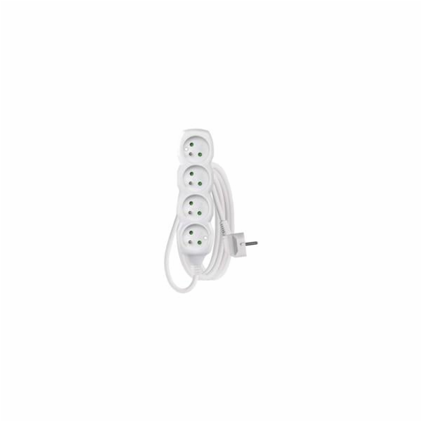 Prodlužovací kabel 3 m / 4 zásuvky / bílý / PVC / 1,5 mm2