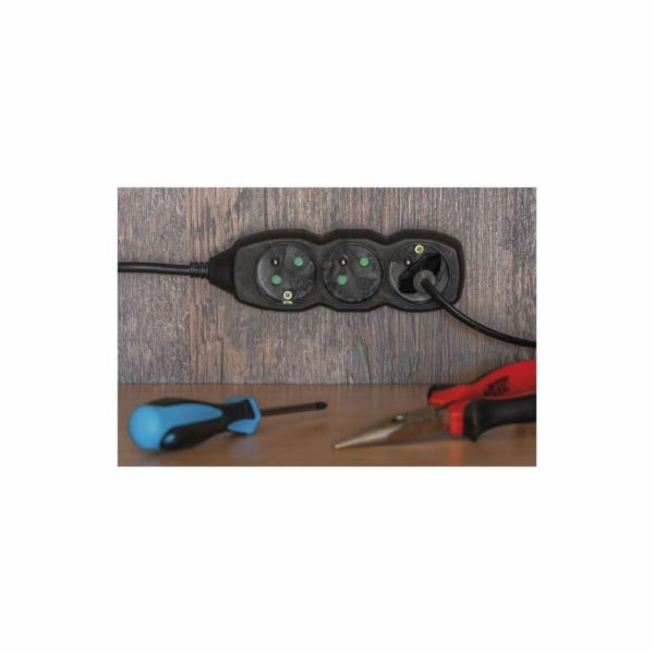 Prodlužovací kabel 2 m / 5 zásuvek / černý / PVC / 1 mm2