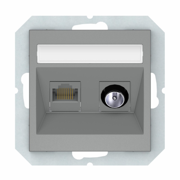 Anténní a počítačová zásuvka VILMA QR1000, šedá barva