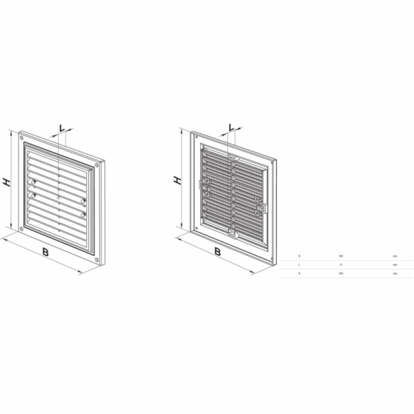 Ventilační mřížka HAUSHALT MV 350 x 350 mm