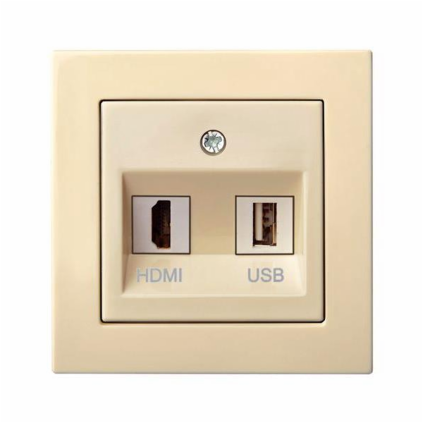 Zásuvka HDMI+USB LIREGUS EPSILON, barva písková