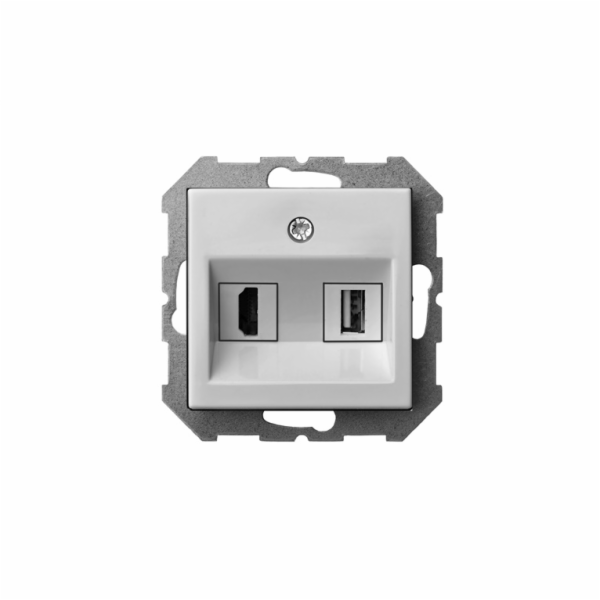 Zásuvka HDMI+USB LIREGUS EPSILON, barva bílá