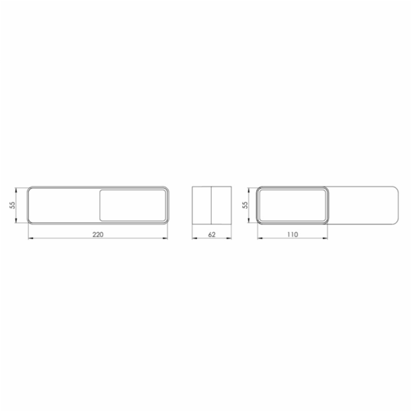Ventilační manžeta EUROPLAST, 220 x 55 mm - 110 x 55 mm
