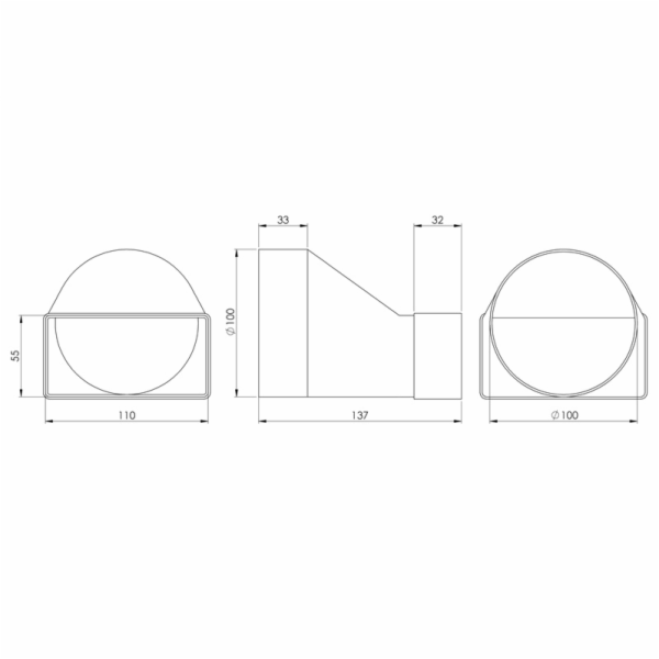 Větrací rozpěrka EUROPLAST KSD2, 110 x 55 mm, D100