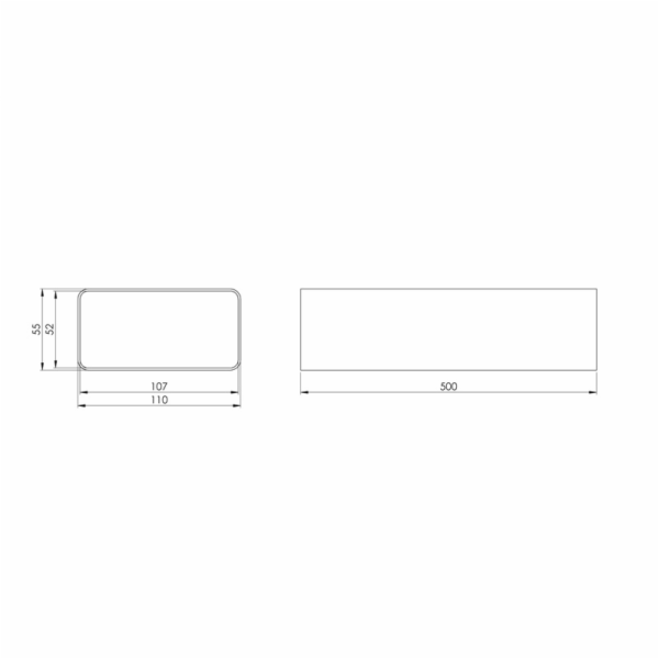 Ventilační kanál EUROPLAST, 110 x 55 x 500 mm