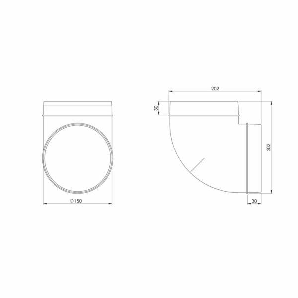 Větrací koleno EUROPLAST AL150-90, D150 90°