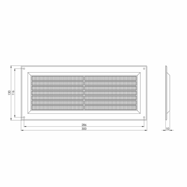 Ventilační mřížka EUROPLAST VR1330, 130 x 300 mm