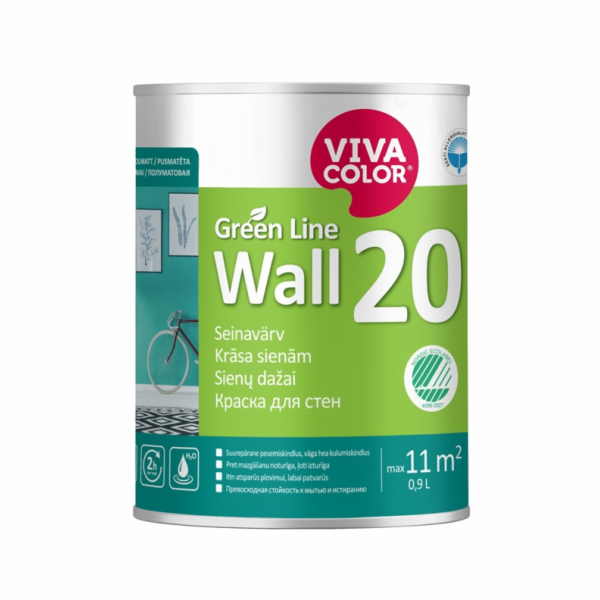 Barva Vivacolor Green Line Wall 20 A, bílá, 0,9l