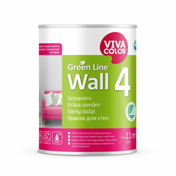 Barva Vivacolor Green Line Wall 4 A, bílá, 0,9l